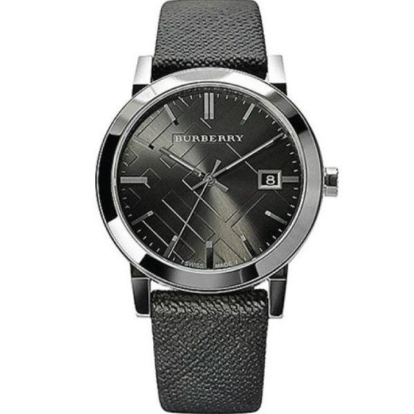 Burberry The City Grey Dial Black Leather Strap Watch for Men - BU9030