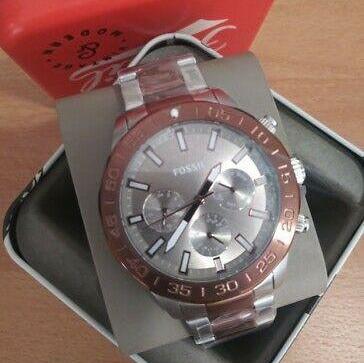 Fossil Bannon Multifunction Brown Dial Two Tone Steel Strap Watch for Men - BQ2502