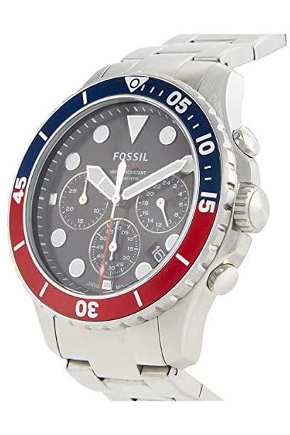 Fossil FB-03 Chronograph Black Dial Silver Steel Strap Watch for Men - FS5767
