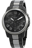 Fossil Grant Chronograph Black Dial Two Tone Steel Strap Watch for Men - FS5269