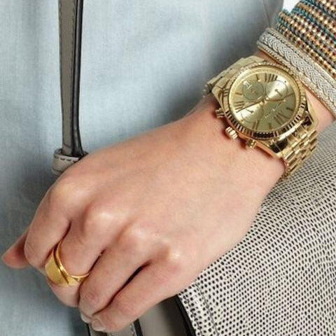 Michael Kors Lexington Gold Dial Gold Steel Strap Watch for Women - MK5556