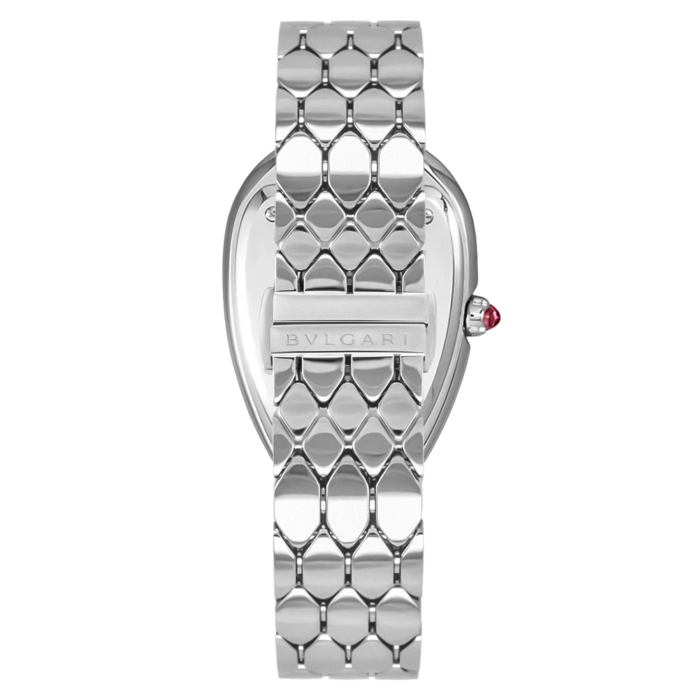 Bvlgari Serpenti Seduttori Diamonds Black Dial Silver Steel Strap Watch for Women - SERPENTI103449