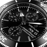 Breitling Superocean Heritage Chronograph 44 Black Dial Silver Mesh Bracelet Watch for Men - A13313121B1A1