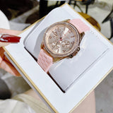 Michael Kors Mini Pilot Quartz Rose Gold Dial Pink Silicone Strap Watch For Women - MK7375