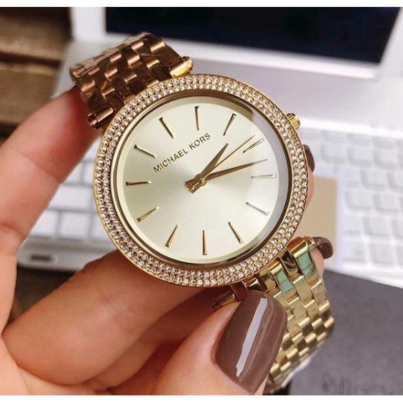 Michael Kors Darci Silver Dial Gold Stainless Steel Strap Watch for Women - MK3191