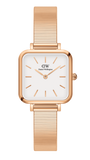Daniel Wellington Quadro Studio White Dial Rose Gold Mesh Strap Watch For Women - DW00100517