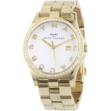 Marc Jacobs Henry Diamonds White Dial Gold Steel Strap Watch for Women - MBM3045