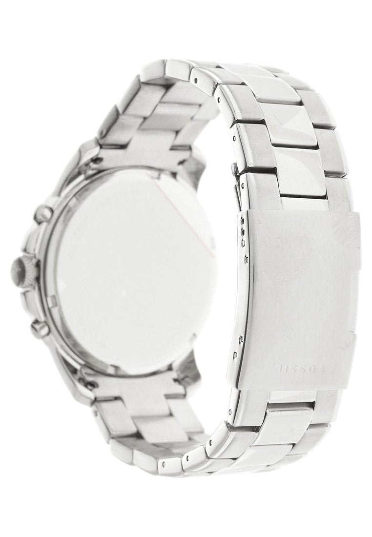 Fossil Grant Chronograph Black Dial Silver Steel Strap Watch for Men - FS4736