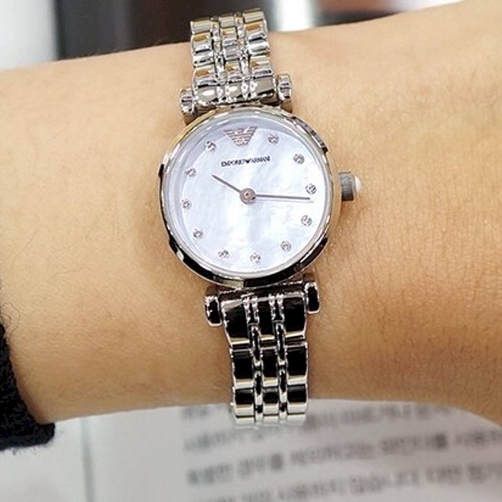 Emporio Armani Gianni Blue Dial Silver Steel Strap Watch For Women - AR1961