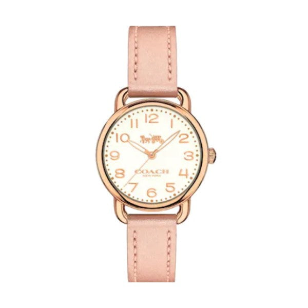 Coach Delancey Cream Dial Blush Pink Leather Strap Watch for Women - 14502750