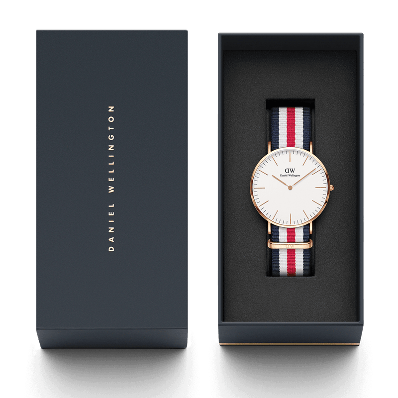 Daniel Wellington Classic Canterbury White Dial Two Tone NATO Strap Watch For Women - DW00100030
