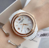 Emporio Armani Ceramica Mother of Pearl Dial White Ceramic Dial Watch For Women - AR1472