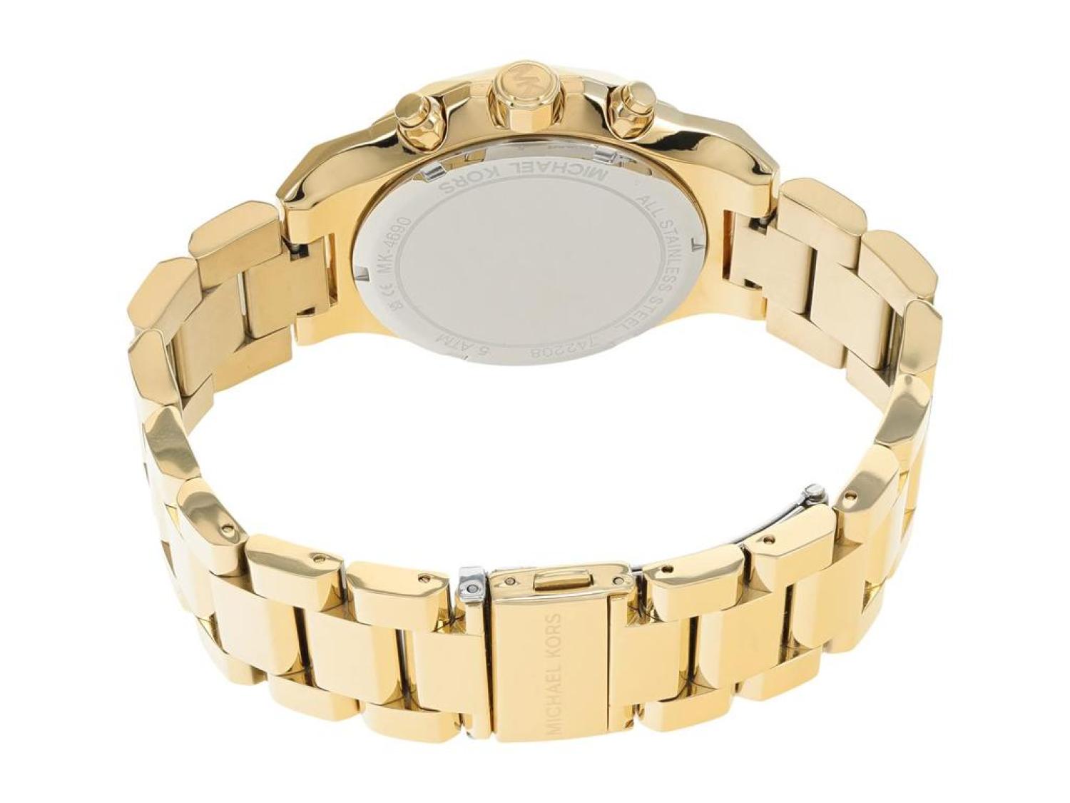 Michael Kors Raquel Analog Gold Dial Gold Steel Strap Watch For Women - MK4690