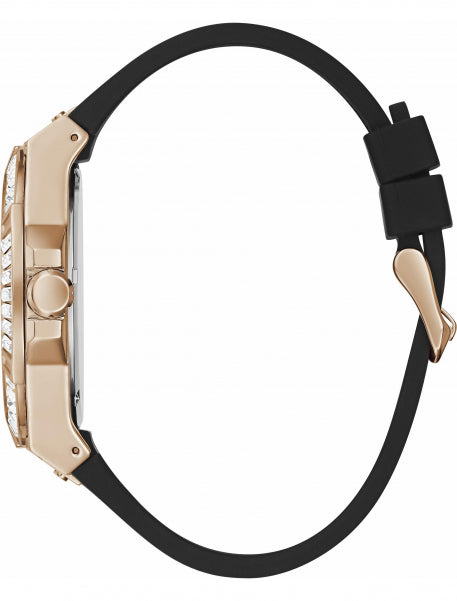 Guess Zeus Multifunction Crystals Black Dial Black Silicone Strap Watch For Men - GW0208G4