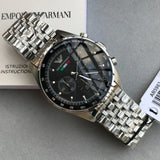Emporio Armani Team Italia Chronograph Black Dial Silver Steel Strap Watch For Men - AR5983
