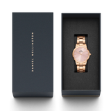Daniel Wellington Iconic Link Pink Dial Rose Gold Steel Strap Watch For Women - DW00100335