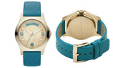 Marc Jacobs Baby Dave Gold Dial Blue Leather Strap Watch for Women - MBM1263
