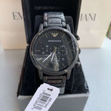 Emporio Armani Luigi Chronograph Black Dial Black Steep Strap Watch For Men - AR11045