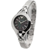 Emporio Armani Classic Quartz Black Dial Silver Steel Strap Watch For Women - AR7328