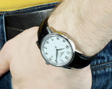 Tissot T Classic Carson White Dial Black Leather Strap Watch for Men - T085.410.16.013.00