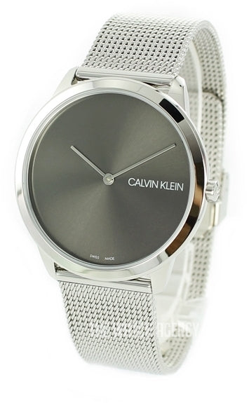 Calvin Klein Minimal Grey Dial Silver Mesh Bracelet Watch for Men - K3M211Y3