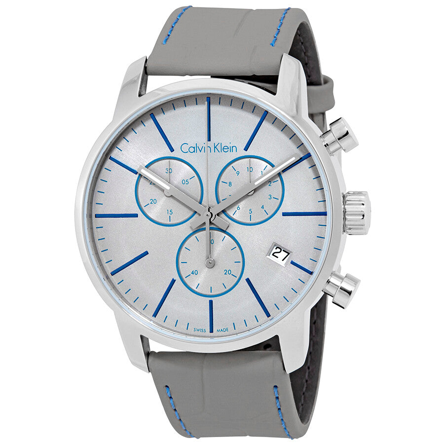 Calvin Klein City Chronograph White Dial White Leather Strap Watch for Men - K2G271Q4