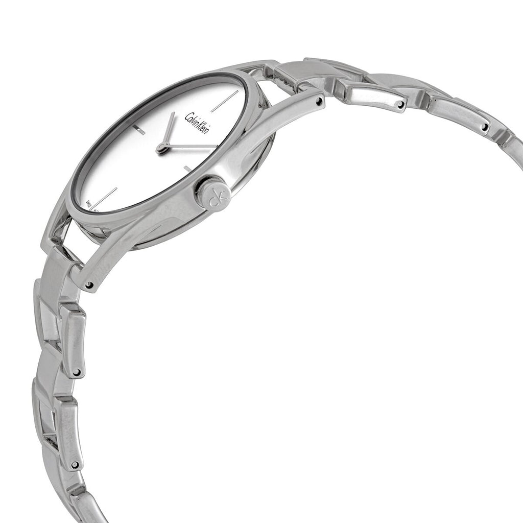 Calvin Klein Dainty Silver Dial Silver Steel Strap Watch for Women - K7L23146