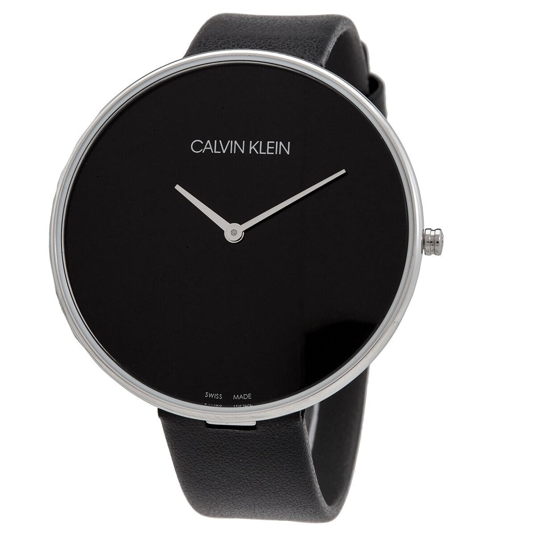 Calvin Klein Full Moon Black Dial Black Leather Strap Watch for Women - K8Y231C1