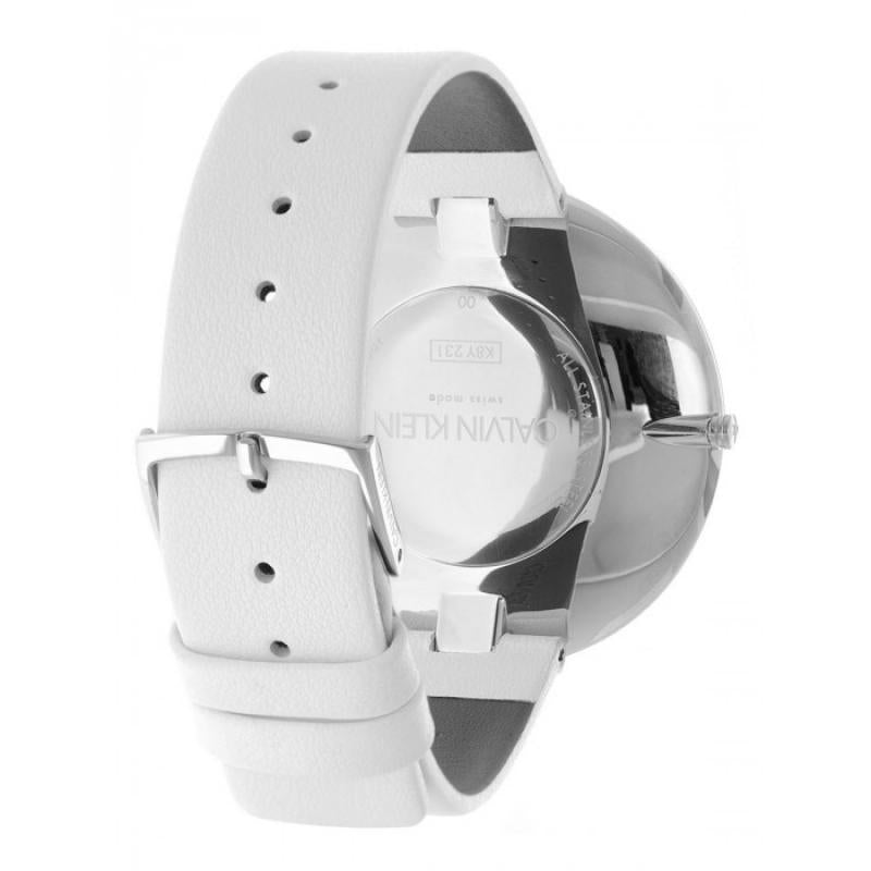 Calvin Klein Full Moon White Dial White Leather Strap Watch for Women - K8Y231L6