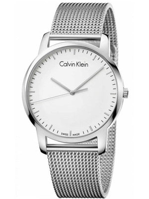 Calvin Klein City Chronograph White Dial Silver Mesh Bracelet Watch for Men - K2G2G126