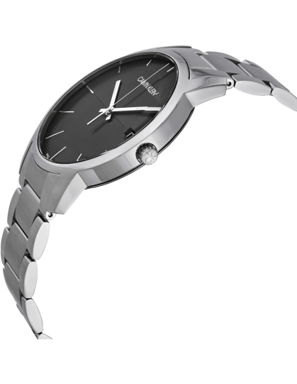 Calvin Klein City Black Dial Silver Steel Strap Watch for Men - K2G2G14C