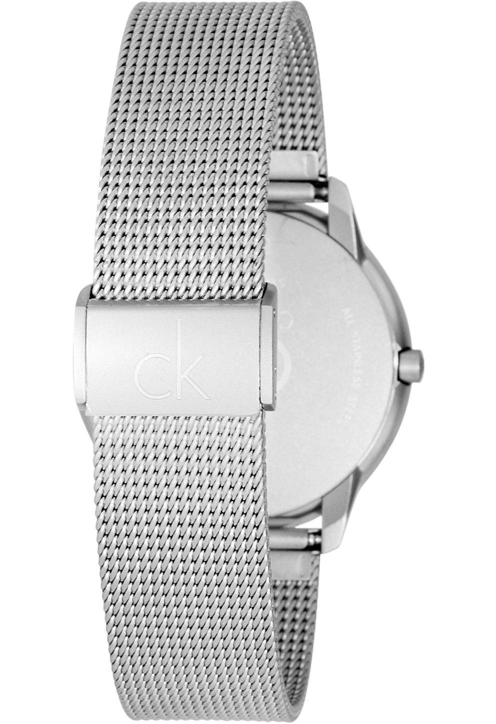 Calvin Klein Minimal White Dial Silver Mesh Bracelet Watch for Men - K3M22126