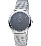 Calvin Klein Minimal Grey Dial Silver Mesh Bracelet Watch for Women - K3M2212X