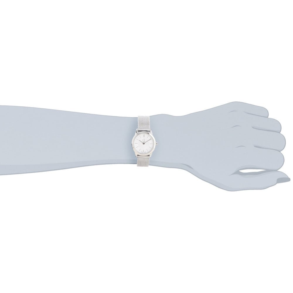 Calvin Klein Minimal White Dial Silver Mesh Bracelet Watch for Women - K3M23126