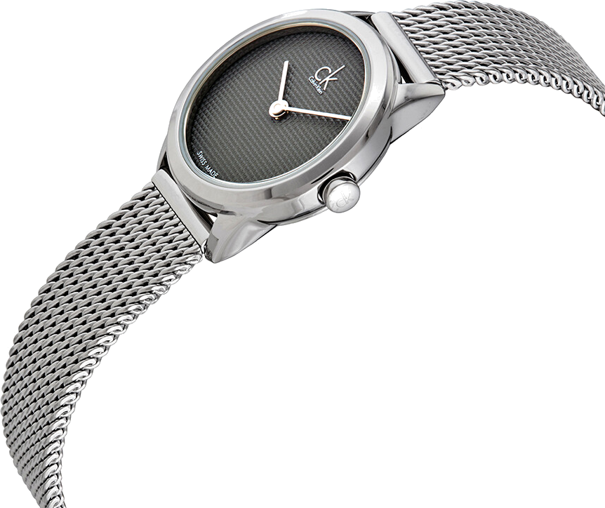 Calvin Klein Minimal Grey Dial Silver Mesh Bracelet Watch for Women - K3M2312X
