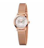 Calvin Klein Minimal White Dial Rose Gold Mesh Bracelet Watch for Women - K3M23626