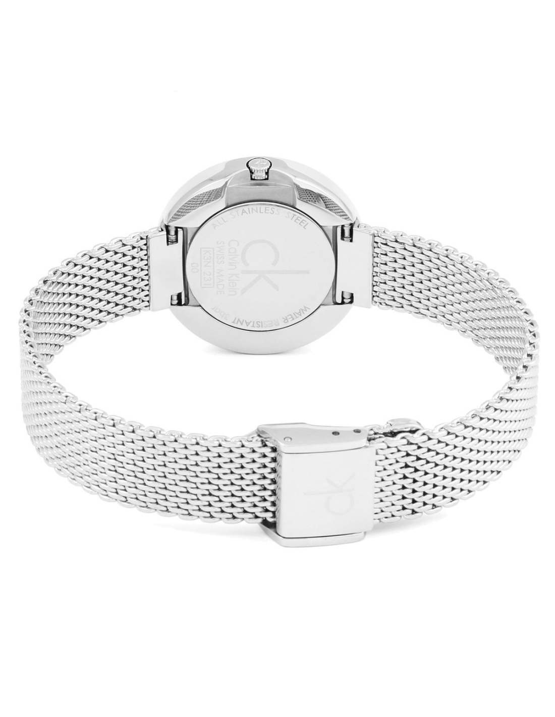 Calvin Klein Firm White Dial Silver Mesh Bracelet Watch for Women - K3N23126