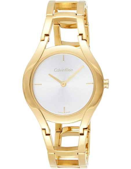 Calvin Klein Class White Dial Gold Steel Strap Watch for Women - K6R23526