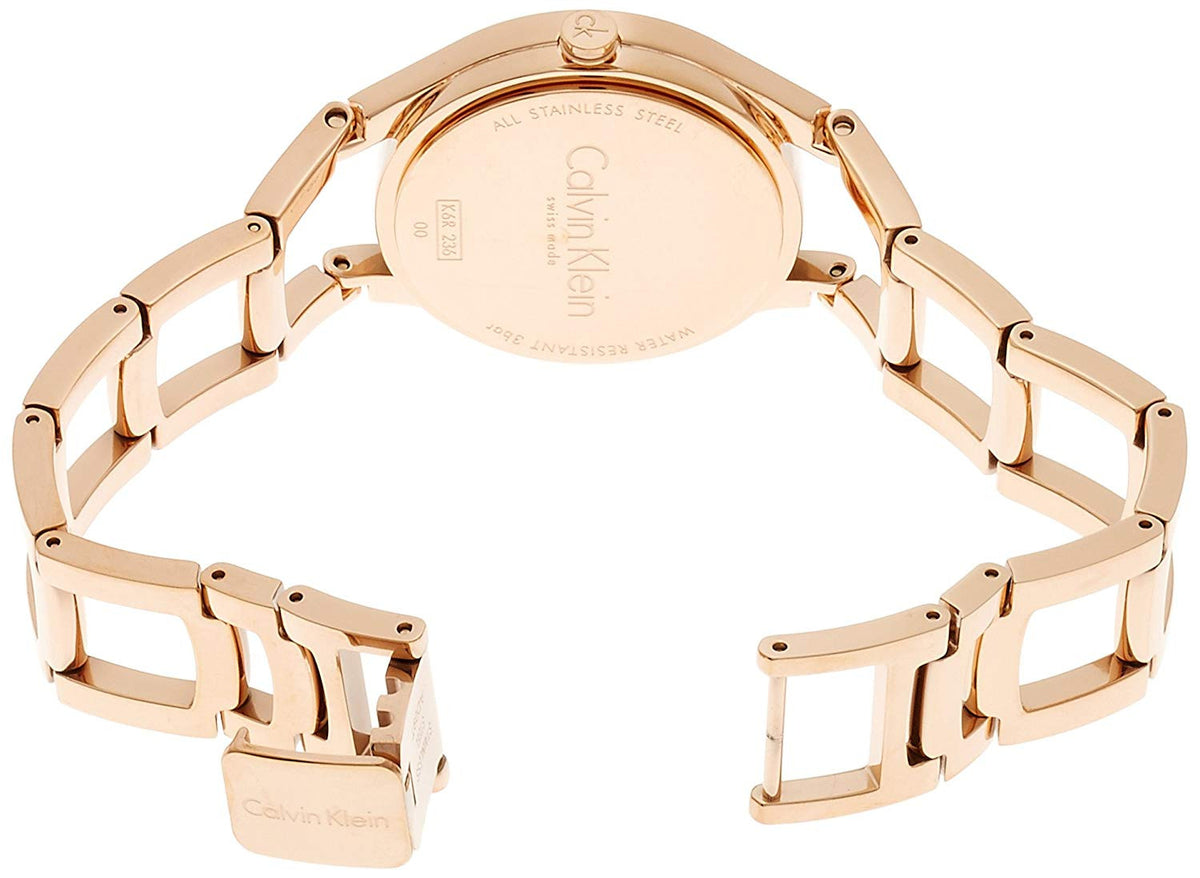 Calvin Klein Class White Dial Rose Gold Steel Strap Watch for Women - K6R23626