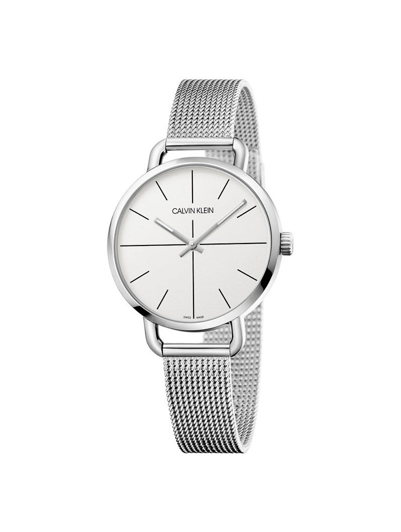 Calvin Klein Even White Dial Silver Mesh Bracelet Watch for Women - K7B23126