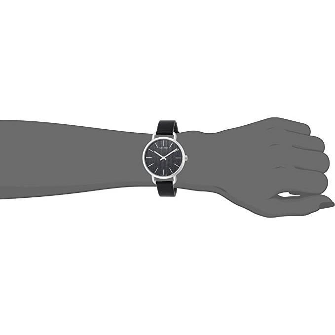Calvin Klein Even Black Dial Black Leather Strap Watch for Women - K7B231C1