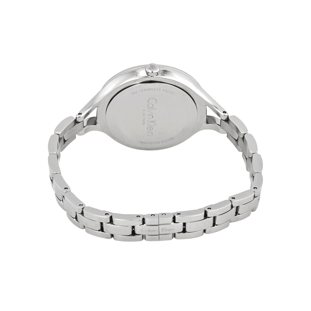 Calvin Klein Graphic Black Dial Silver Steel Strap Watch for Women - K7E23141