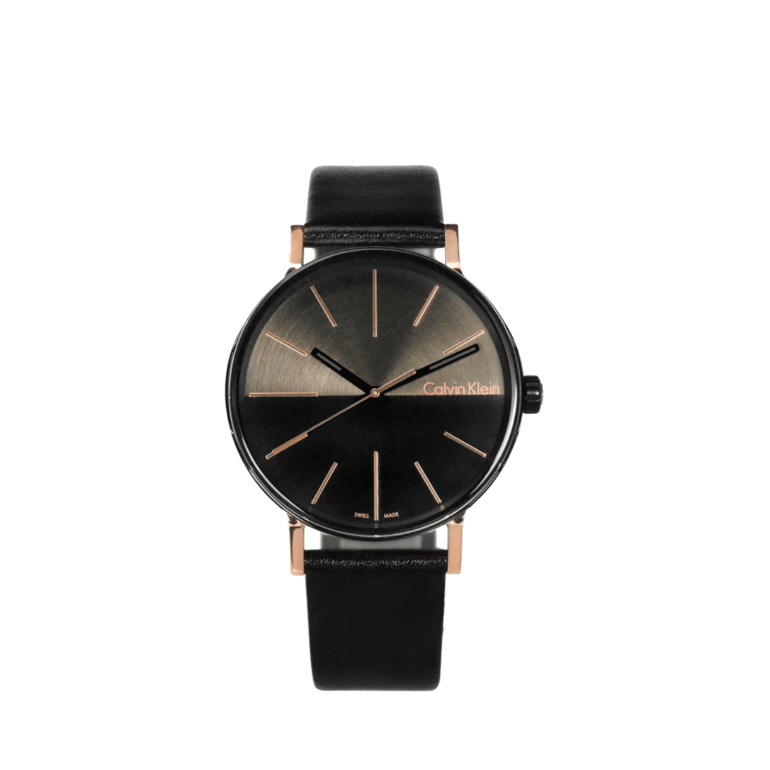 Calvin Klein Boost Black Dial Black Leather Strap Watch for Men - K7Y21TCZ