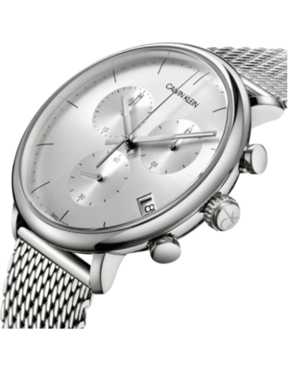 Calvin Klein High Noon Silver Dial Silver Mesh Bracelet Watch for Men - K8M27126