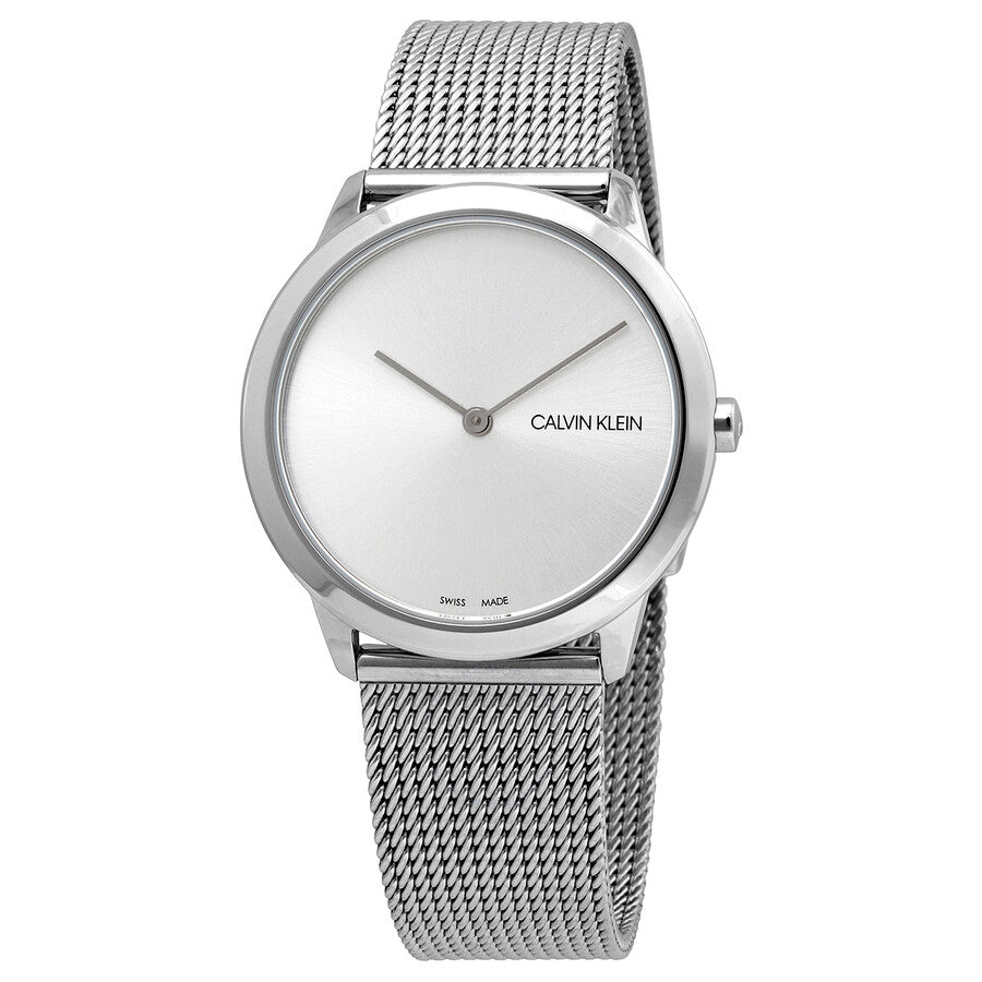 Calvin Klein Minimal SIlver Dial Silver Mesh Bracelet Watch for Women - K3M221Y6