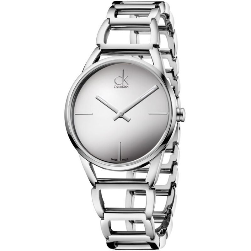 Calvin Klein Class White Dial Silver Steel Strap Watch for Women - K6R23126