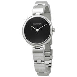 Calvin Klein Wavy Black Dial Silver Steel Strap Watch for Women - K9U23141