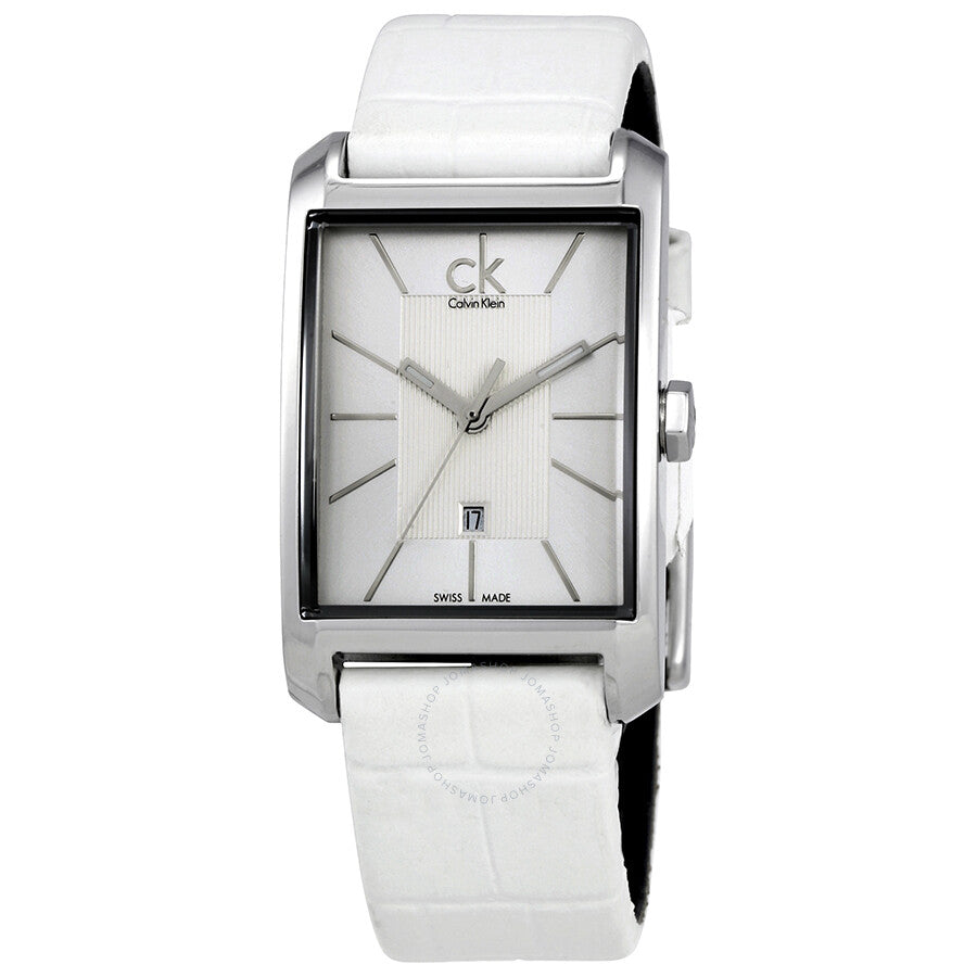 Calvin Klein Window White Dial White Leather Strap Watch for Women - K2M23120