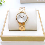 Calvin Klein Snake Silver Dial Yellow Gold Steel Strap Watch For Women - K6E23546