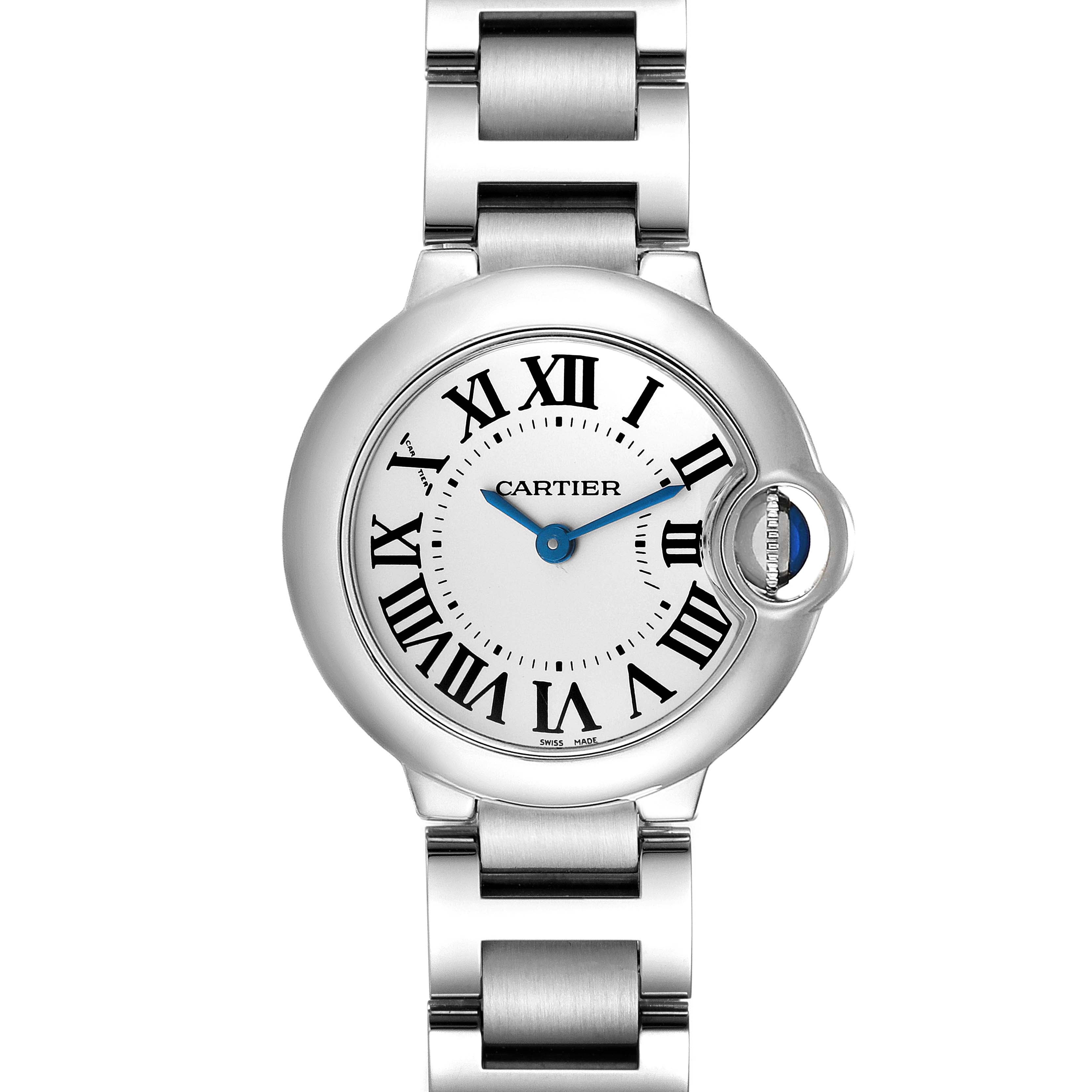 Cartier Ballon Bleu De Cartier White Dial Silver Steel Strap Watch for Women - W69010Z4